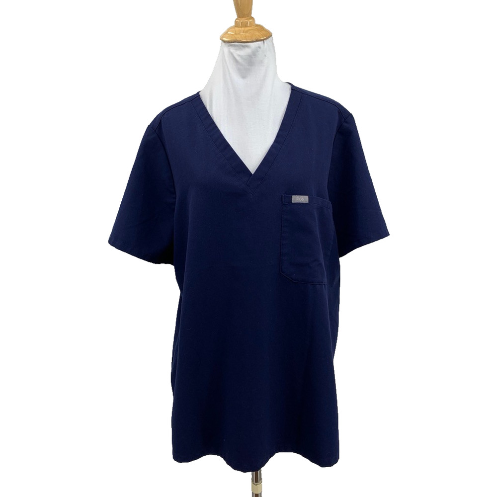 Figs Top Womens XL Extra Large Navy Catarina One Pocket Scrub Short Sleeve Shirt